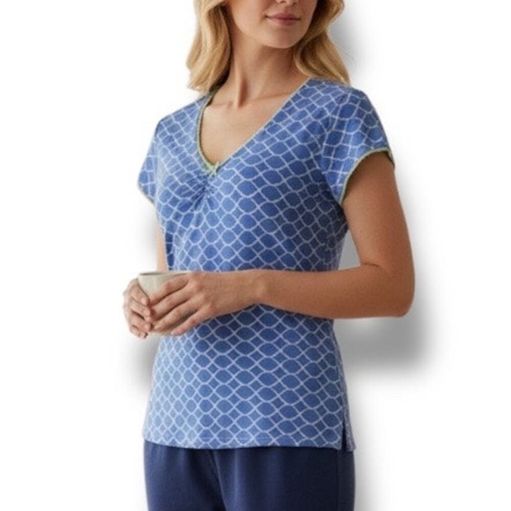 Lilly Pulitzer cotton tee lace edging pajama top size small Top only